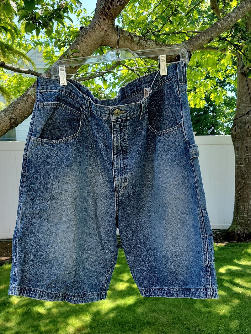 Wrangler Hero  Originals Mens Blue Denim Cargo Jean Shorts